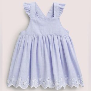 Boden Woven Embroidered Pinnie- Light Chambray